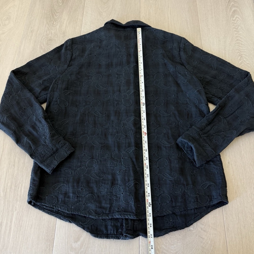 CP Shades Embroidered 100% Cotton Button Up Shirt Dark Blue Women's M USA Made - Picture 9 of 9
